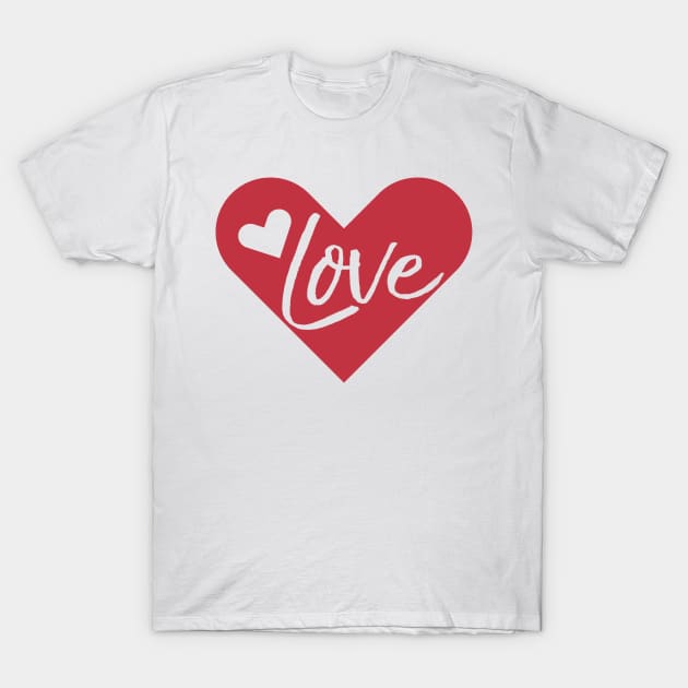 Red Heart Love Typography T-Shirt by Grafikstudio